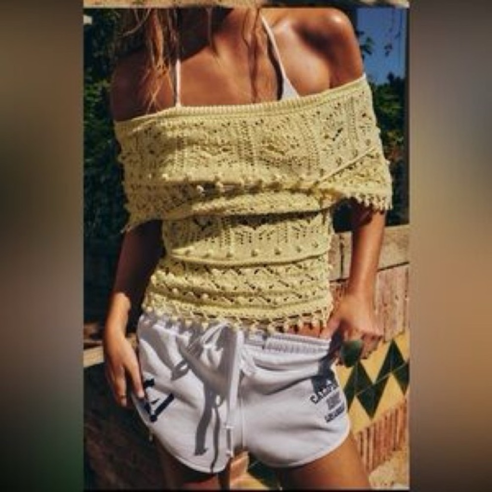 Zara Yellow Off-the-Shoulder Cable Knit
